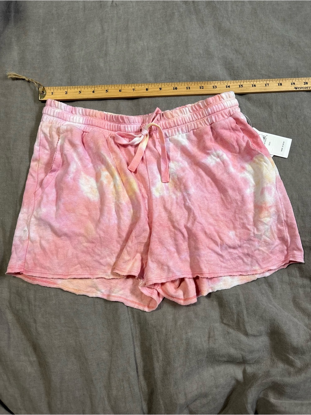 Splendid Pink Tie-Dye High Waist Lounge Shorts with Drawstring